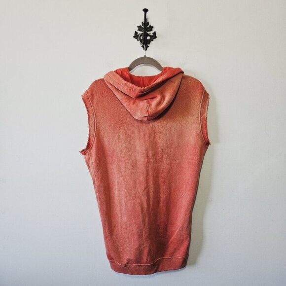 Diesel Industry Red Quarter Zip Drawstring Hoodie Sleeveless Mens Sweater M - Picture 2 of 3